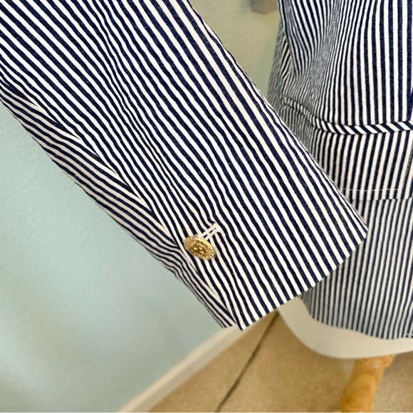ANNE KLEIN Seersucker Stripe Single Button Front Blazer Sz M - Picture 7 of 16